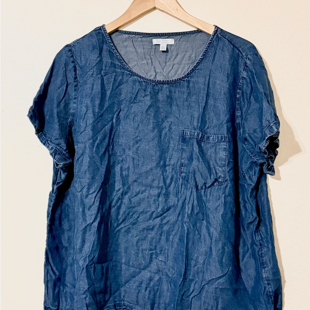LC Lauren Conrad Indigo Short Sleeve Top